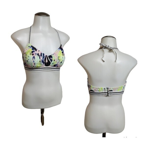 Victoria's Secret Swimsuit Bikini Ruched Top Medium Multicolor Tie Dye M - Picture 1 of 8